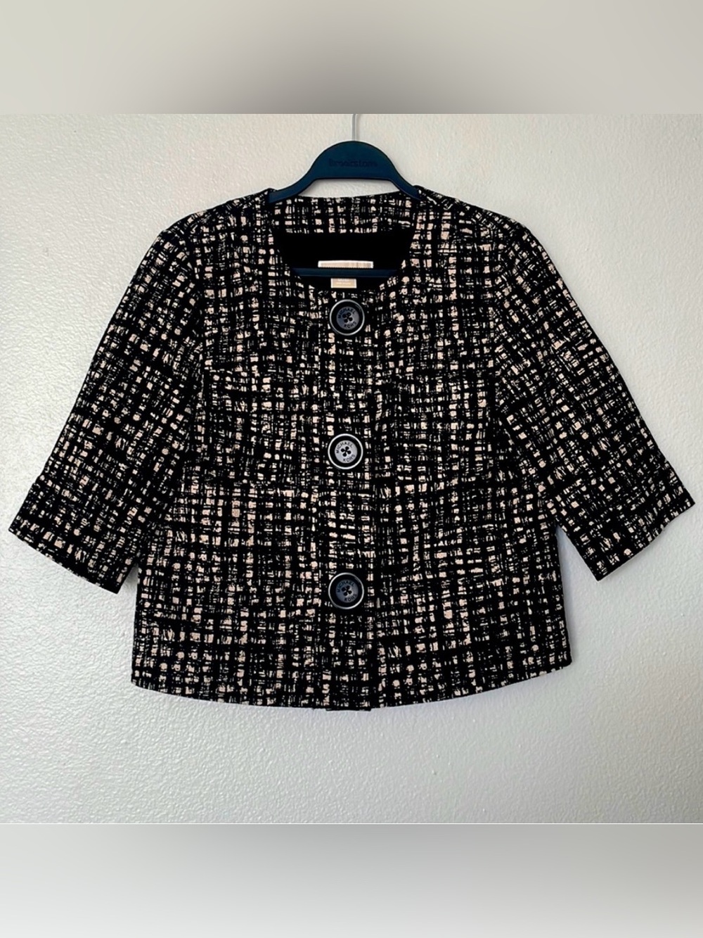 MICHAEL Michael Kors 3/4 Sleeve Black/Tan Snap Front Blazer/Jacket Size Medium
